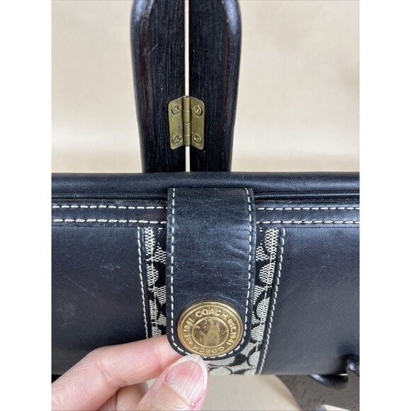 COACH Black Long Wallet Leather BRW Plain Signature - Picture 12 of 12